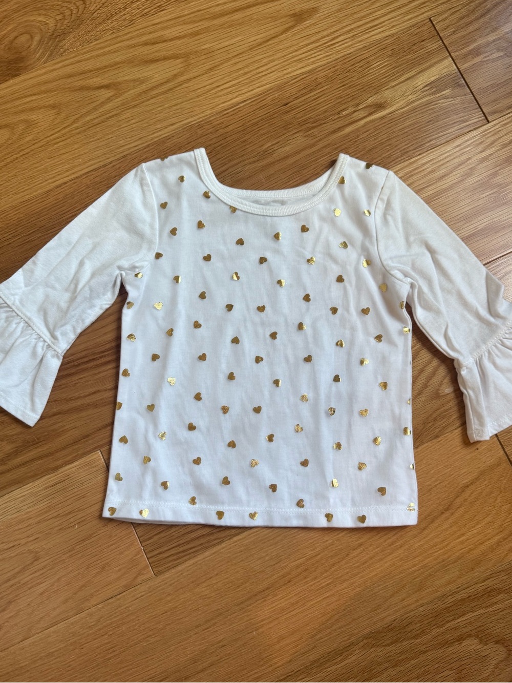 Garanimals White Long Sleeve Top with Gold Heart Foil